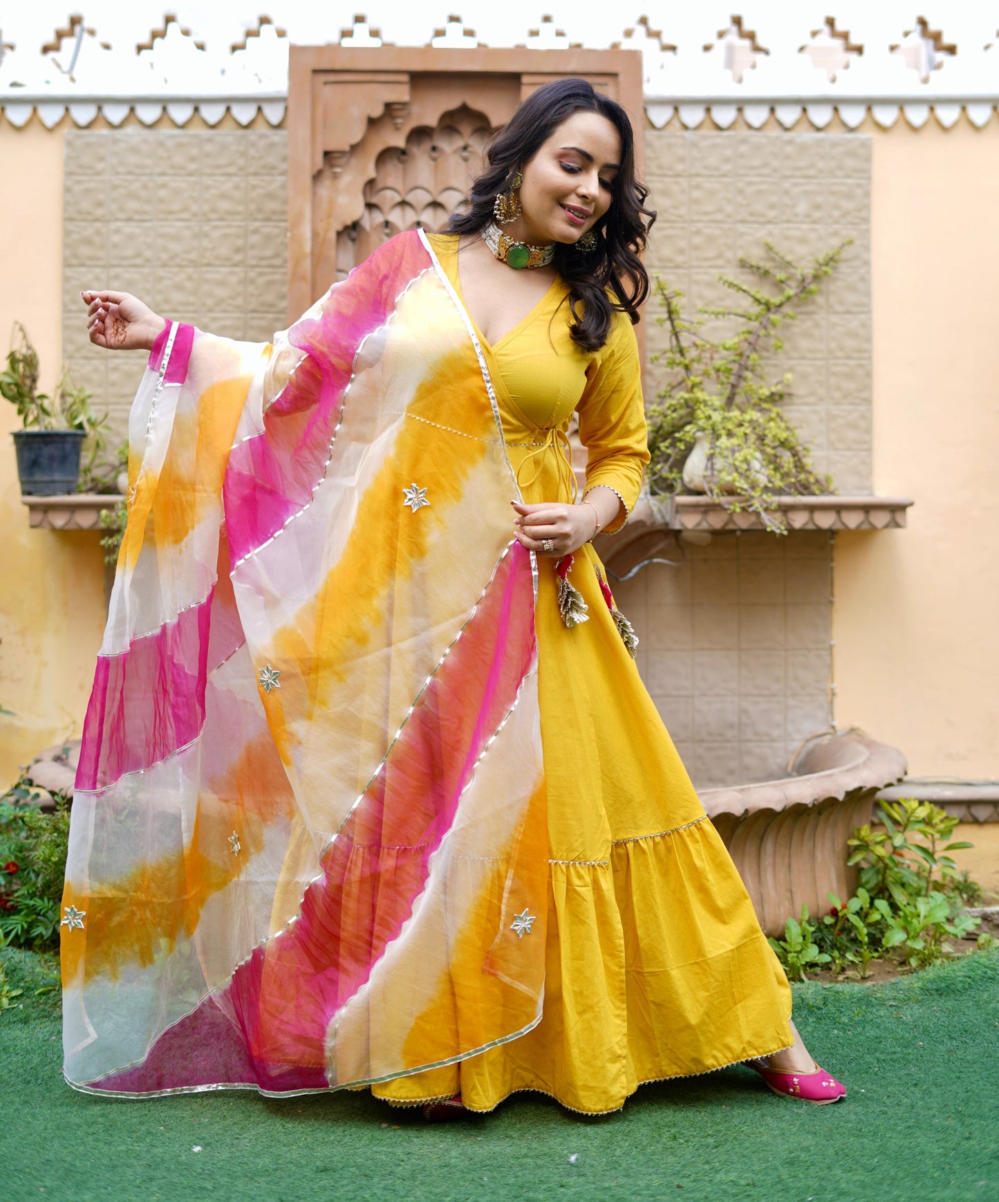 Suhana Angrakha-Pants with Leheriya Dupatta (Set of 2)