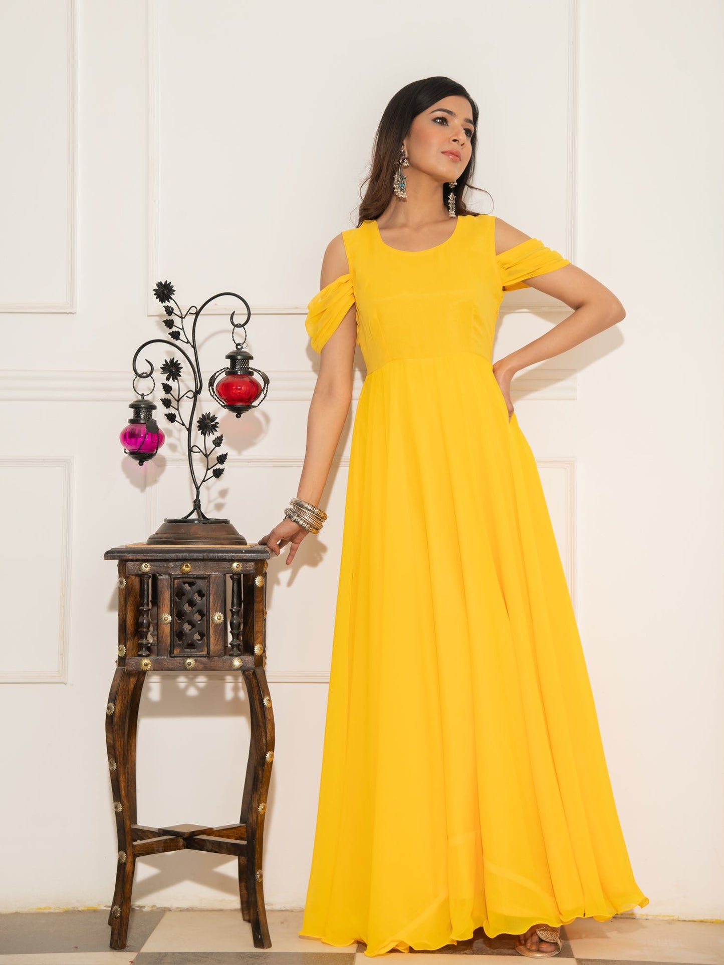 YELLOW GEORGETTE GOWN