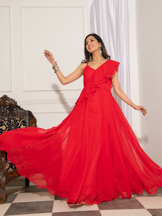 RED GEORGETTE GOWN